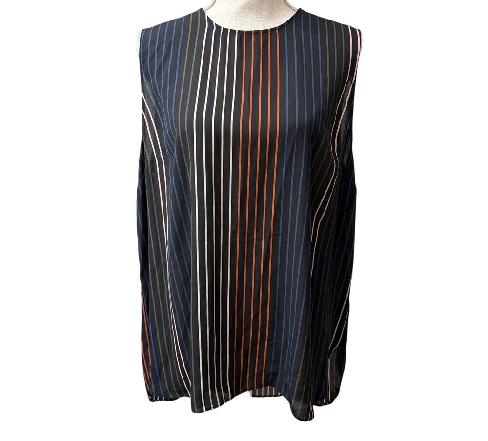 Who What Wear Blue White Black Striped Sleeveless Tank Top XXL Casual Work New